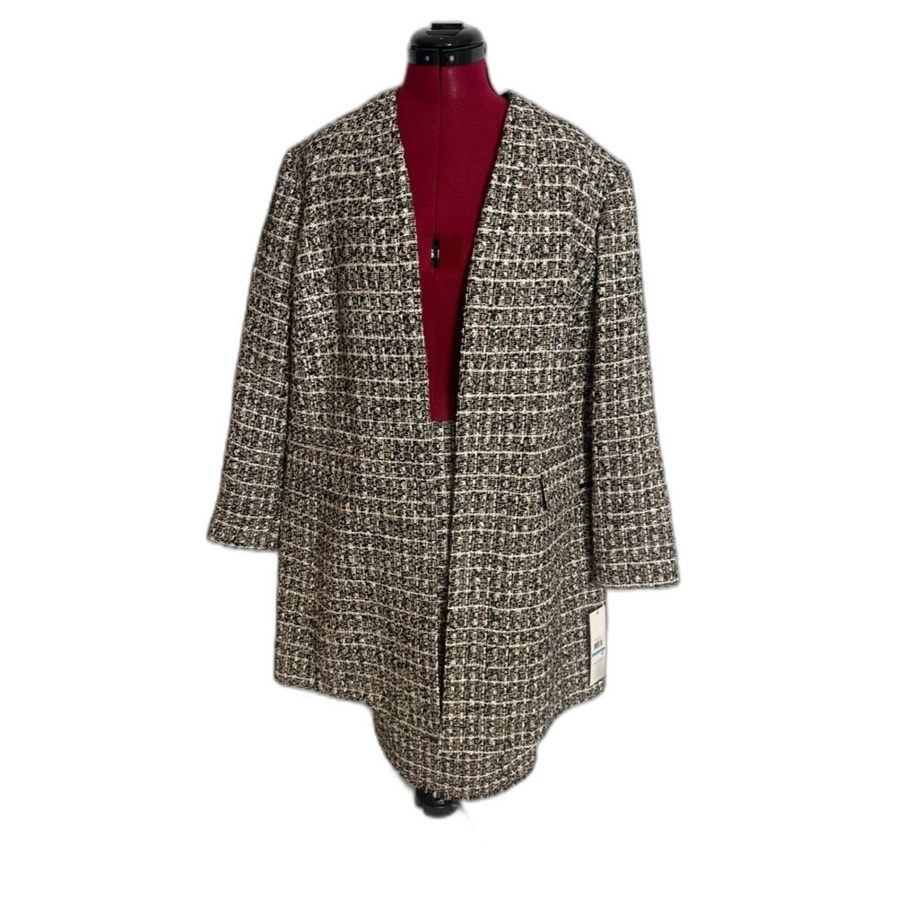NWT Calvin Klein Skirt Suit Size 20W/18W Black & White Tweed 2-Piece Set Blazer